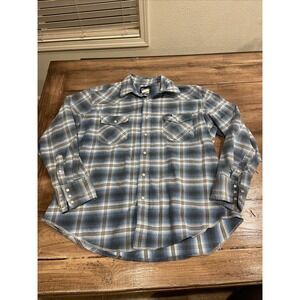 Wrangler Shirt XL Light Blue Denim Button Up Flex for Comfort Western Chore Work